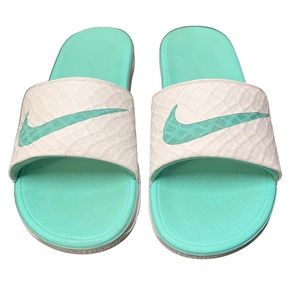 Nike Slides • White and Teal